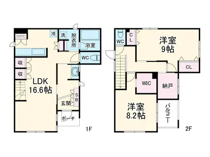 埼玉高速鉄道 浦和美園駅 徒歩14分 2階建 築4年(2LDK)の間取り写真