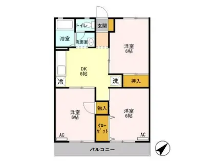 サンパレストミタ(3DK/2階)の間取り写真