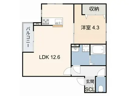 SUCCESS ONE(1LDK/1階)の間取り写真