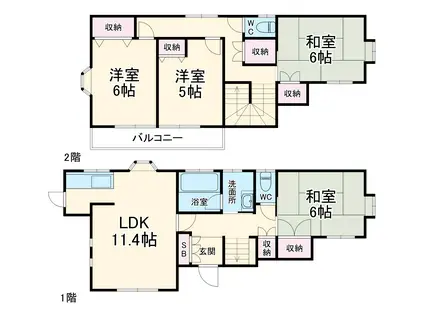 東武鉄道野田線 大和田駅(埼玉) 徒歩25分 2階建 築29年(4LDK)の間取り写真