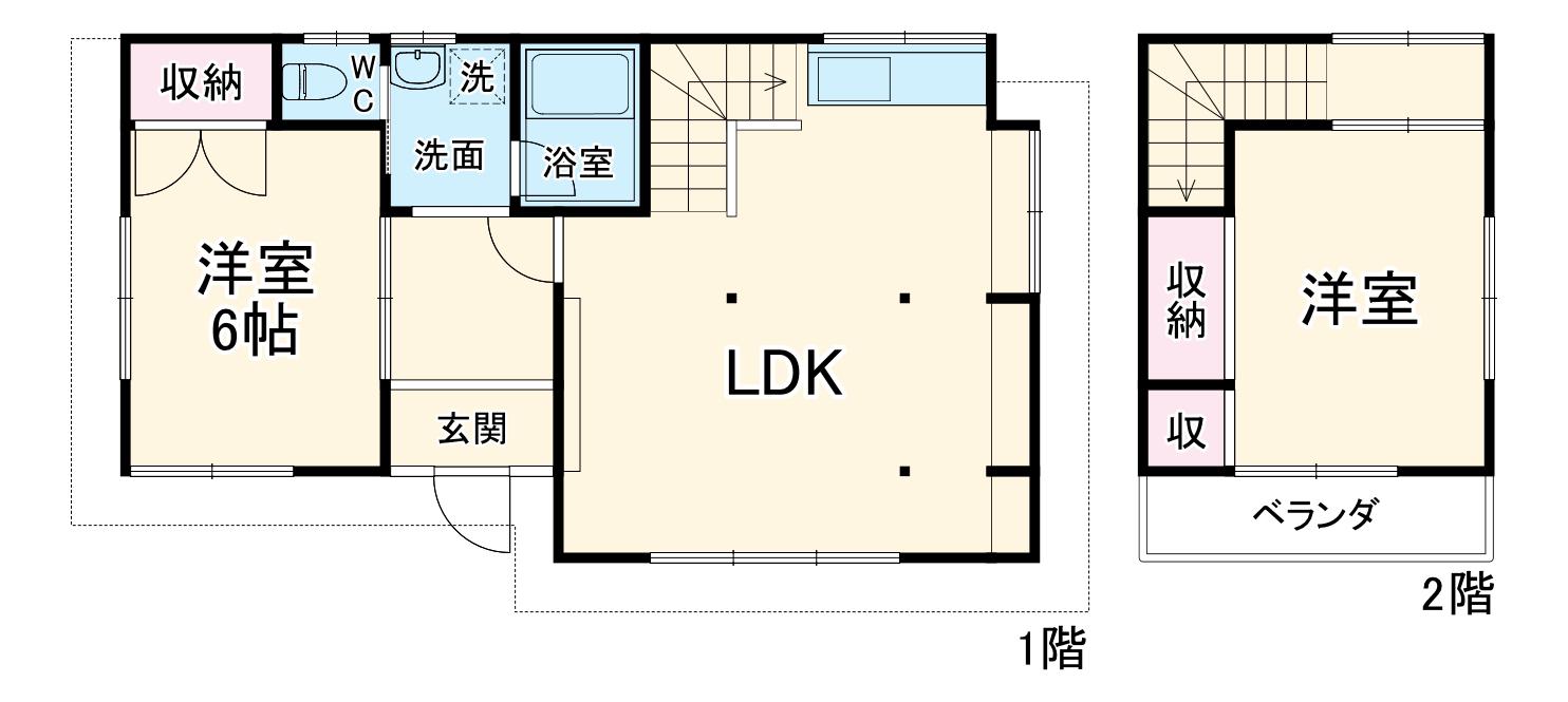 東武鉄道野田線 岩槻駅 徒歩20分 2階建 築54年(2LDK)の間取り写真