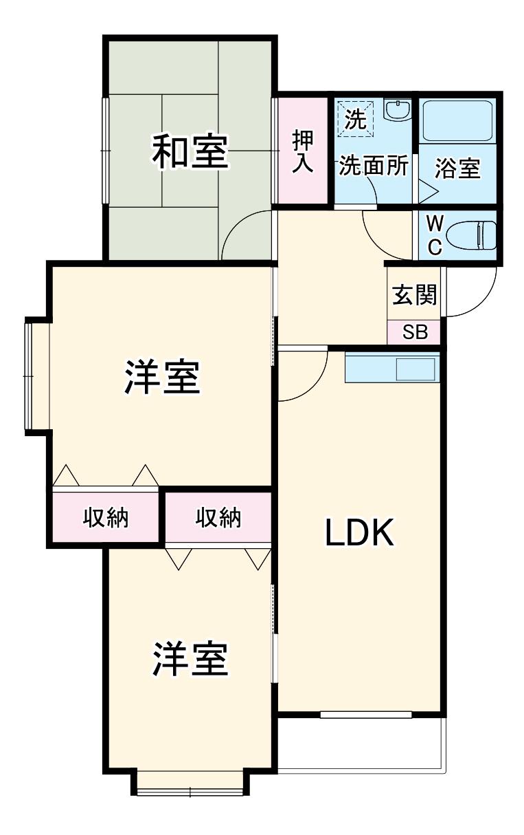 サニーハイム(3LDK/2階)の間取り写真