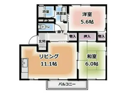 B・ヴァリー・99 C(2LDK/2階)の間取り写真