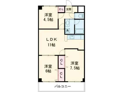 アネックス高島平(3LDK/5階)の間取り写真