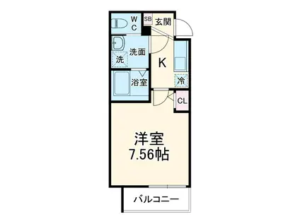 GRADUS川越Ⅱ(1K/1階)の間取り写真