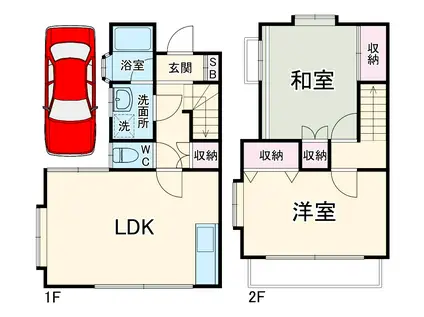 総武・中央緩行線 千葉駅 徒歩41分 2階建 築37年(2LDK)の間取り写真