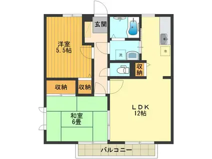 レークヒル(2LDK/2階)の間取り写真