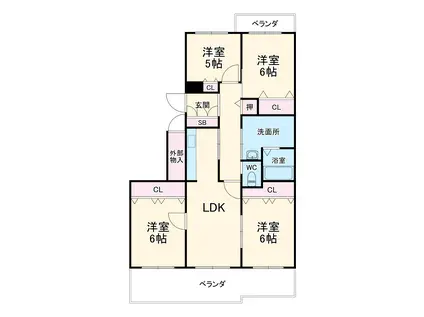 アーバンラフレ志賀 18号棟(4LDK/2階)の間取り写真