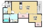 QHOUSE桑原(1LDK/2階)の間取り写真