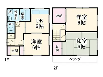 総武・中央緩行線 東船橋駅 徒歩16分 2階建 築40年(3DK)の間取り写真