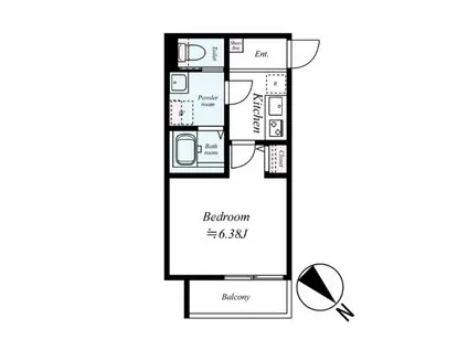 GRADUS武蔵藤沢Ⅱ(1K/2階)の間取り写真