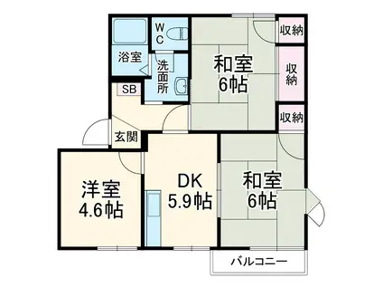 クレストコートA(3DK/2階)の間取り写真