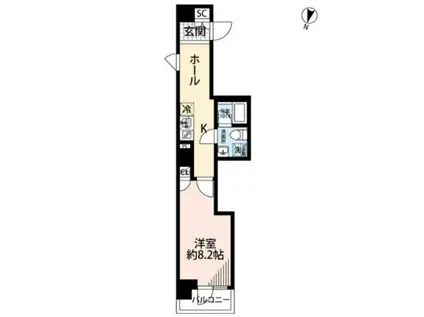 プレール・ドゥーク池上Ⅱ(1K/2階)の間取り写真