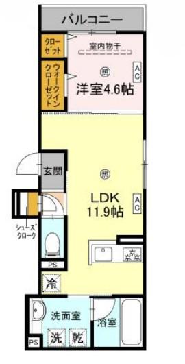 D-RESIDENCE蛍池西町(1LDK/2階)の間取り写真