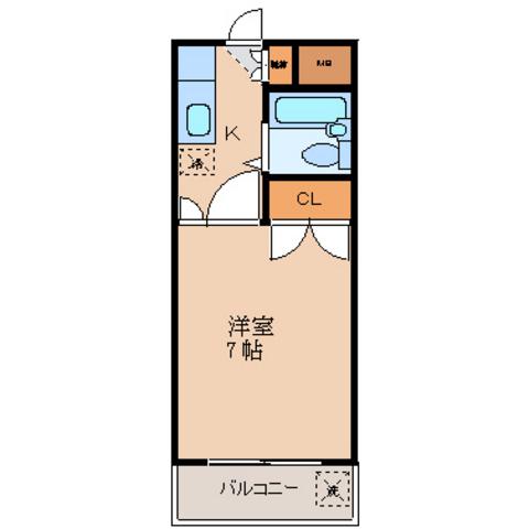 パールハイツ立川(1K/4階)の間取り写真