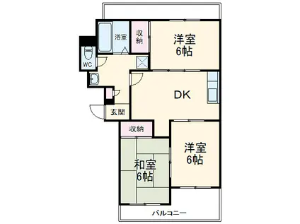 ウイング春日 Ⅲ(3DK/3階)の間取り写真