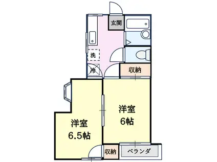 シティーコーポ園生(2DK/1階)の間取り写真