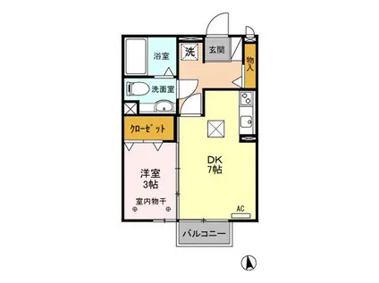 ルミナスハイムⅠ・Ⅱ(1DK/1階)の間取り写真