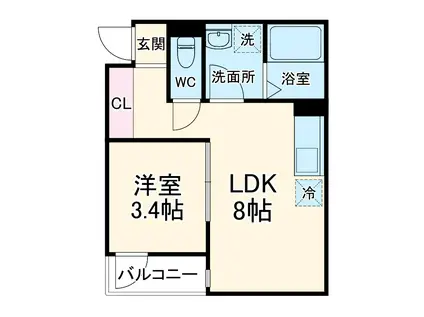 リブレメゾン曽根Ⅰ(1LDK/2階)の間取り写真