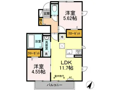 ハイマート(2LDK/1階)の間取り写真
