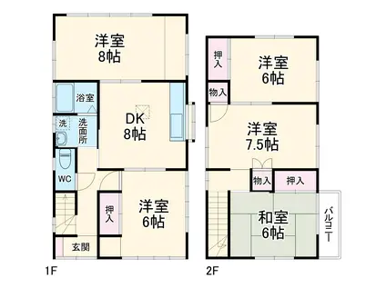 京成電鉄千原線 大森台駅 徒歩23分 2階建 築42年(5DK)の間取り写真