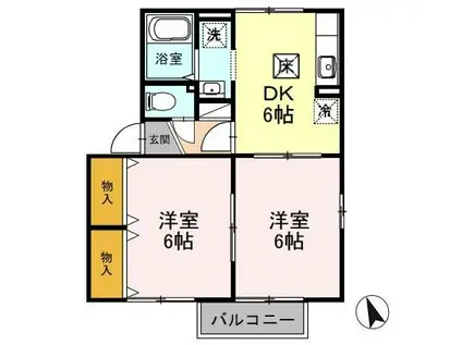 ドミールA/B(2DK/1階)の間取り写真