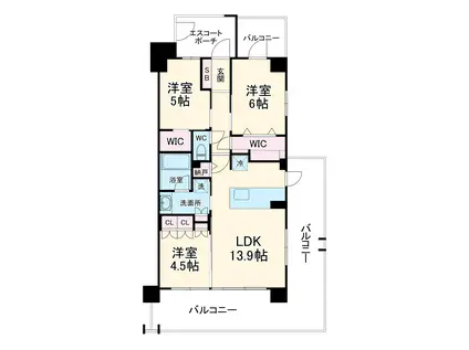 ヴェレーナ北大宮レジデンス(3LDK/2階)の間取り写真