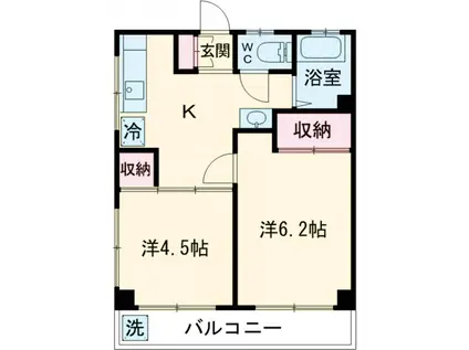 高木コーポ(2K/2階)の間取り写真