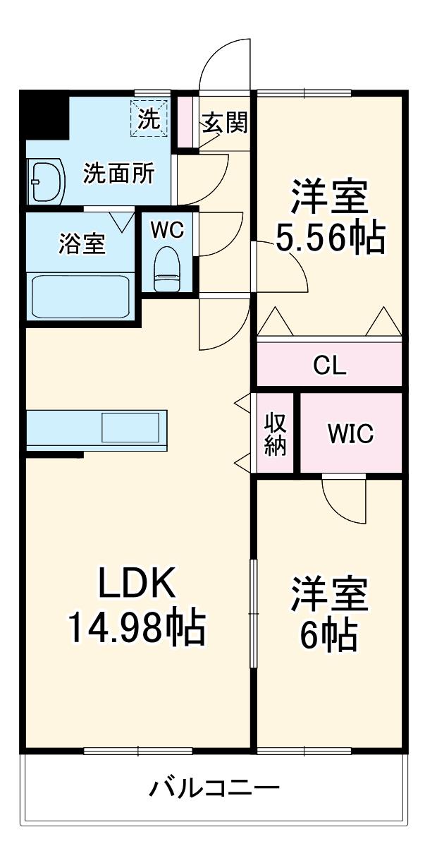 DCALMERIO浦和(2LDK/2階)の間取り写真