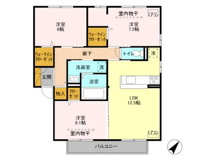 ロイヤルベルグ A(3LDK/2階)の間取り写真