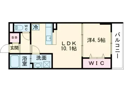 リブリ・ココシャンブル(1LDK/1階)の間取り写真
