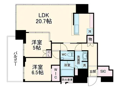 THE TOWER 湘南辻堂(2LDK/8階)の間取り写真