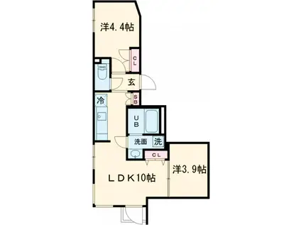 BRICK RESIDENCE 目黒本町(2LDK/4階)の間取り写真