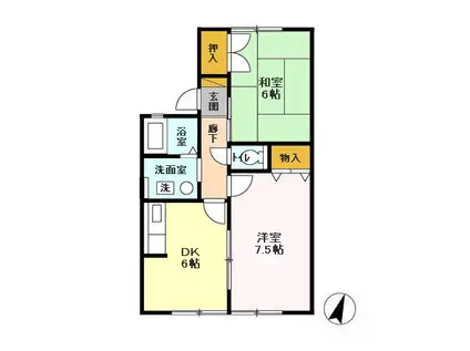 グランメール ⅠⅡ(2DK/1階)の間取り写真