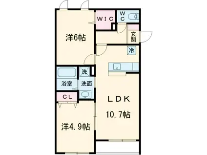 ユアメゾン五月台(2LDK/2階)の間取り写真