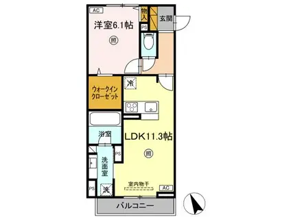 SERENVITA富士崎(1LDK/2階)の間取り写真