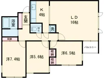 リズ松原Ⅱ(3LDK/1階)の間取り写真