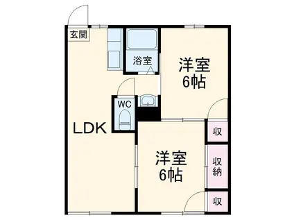 マロンハイツ(2LDK/2階)の間取り写真
