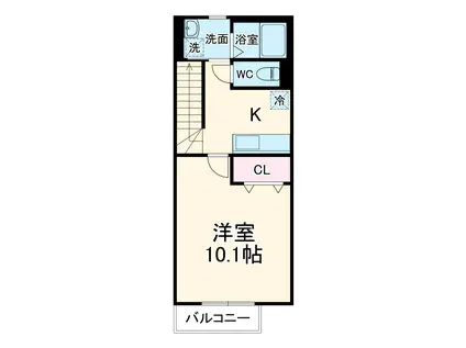 アムール サヴァ(1K/2階)の間取り写真