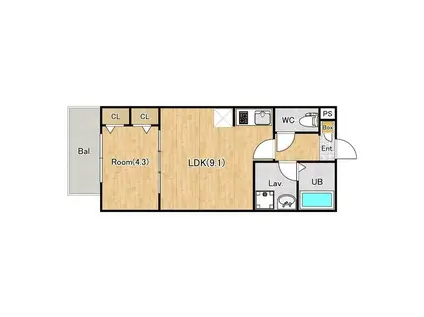 ジーメゾン八王子千人町サウス(1LDK/2階)の間取り写真