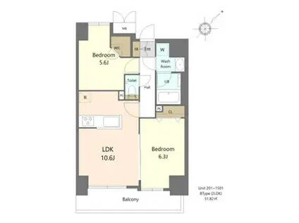S-RESIDENCE大曽根BRESA(2LDK/12階)の間取り写真