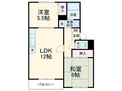 エクスパシオン千年(2LDK/1階)の間取り写真