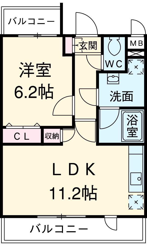 ドミトリーDH3(1LDK/3階)の間取り写真