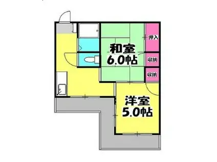 ユーハイム(2DK/3階)の間取り写真