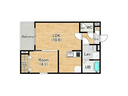 ジーメゾン清洲グレイス(1LDK/2階)の間取り写真