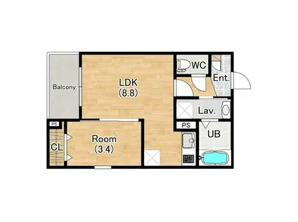 ジーメゾン清洲グレイス(1LDK/2階)の間取り写真