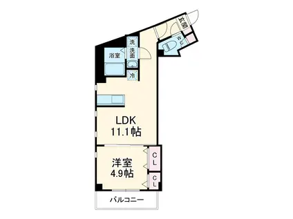 ルクセント新検見川(1LDK/1階)の間取り写真