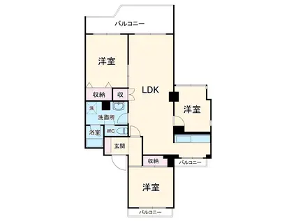 金沢シーサイドタウン並木3丁目第27号棟(3LDK/12階)の間取り写真