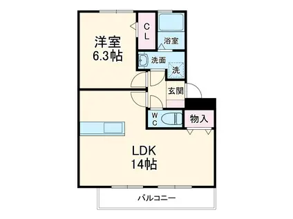 エバーメイト白雲(1LDK/3階)の間取り写真