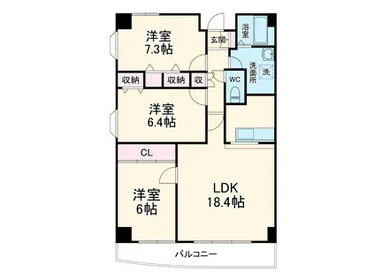 ソアール八千代中央Ⅰ(3LDK/2階)の間取り写真